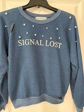 Wildfox Navy Blue 'Signal Lost' Sweater. Size Small.